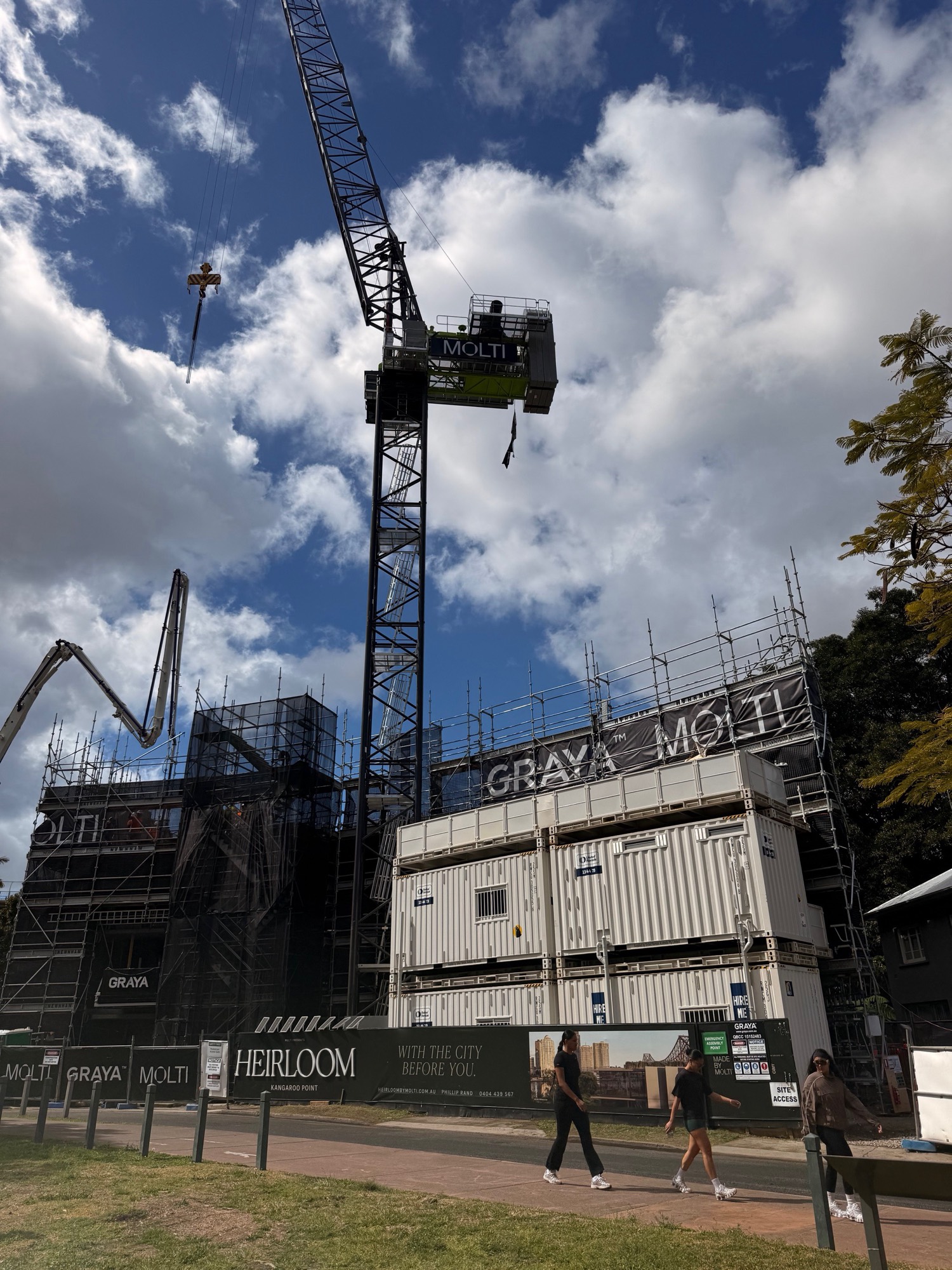 The Heirloom site hoarding and tower crane